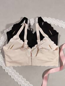 2pcs Women's Intimate Apparel, Skin-Friendly Lift & Support Bras, Romantic French Casual Comfortable Minimalist Mature Charm Breathable Wireless Bras, Women's Base Layer French Style Elegant English Strap Anti-Sagging Bras - Multicolor - View 10