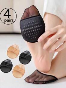 4 đôi tất lót gót chân, tất hở ngón cho nữ, tất mỏng không trơn trượt dùng cho dép xăng đan. - Nhiều màu - Xem 1