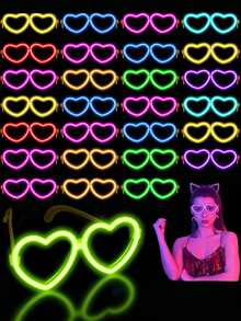 10 Sets/5 Sets/1 pieza Gafas con forma de corazón que brillan, Gafas de neón, Gafas con varillas luminosas, Gafas brillantes al por mayor para adultos, Suministros para fiestas que brillan en la oscuridad, Gafas fluorescentes, Adecuadas para baile, boda, Día de San Valentín, fiesta de cumpleaños, vacaciones y uso diario, Gafas de fiesta y accesorios de fiesta - Amar - Ver 2