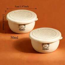 2/6 Pcs Cute Cartoon Pattern Plastic Sauce Cup With Lid, Portable Sealed Seasoning Dish, Condiment Container, Salad Tomato Mustard Sauce Storage Container, Reusable Sauce Dish, Suitable For Student And Adult Use In Home, School, Dorm, Office, Outdoor Camping, Picnic,Travel - Multicolor - View 26