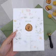 5x7英吋預折半透明紙信封，適用於婚禮、生日和嬰兒洗禮邀請函，可用作信封內襯 - 透明 - 查看 5