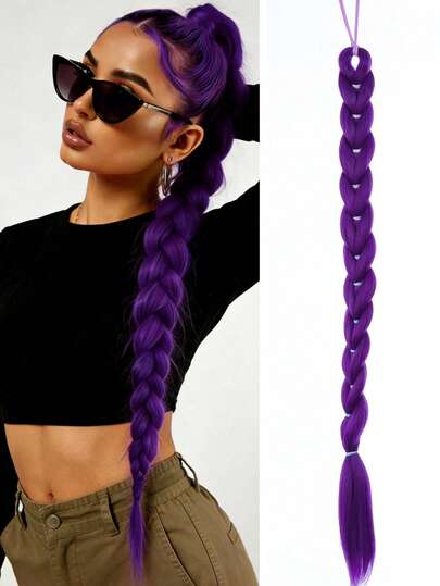 26 Inch Purple Elastic Headband, Anime Cosplay Wig, Ponytail Style, Suitable For Women