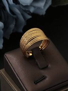 Wide Gold Stainless Steel Ring - Gold - View 1