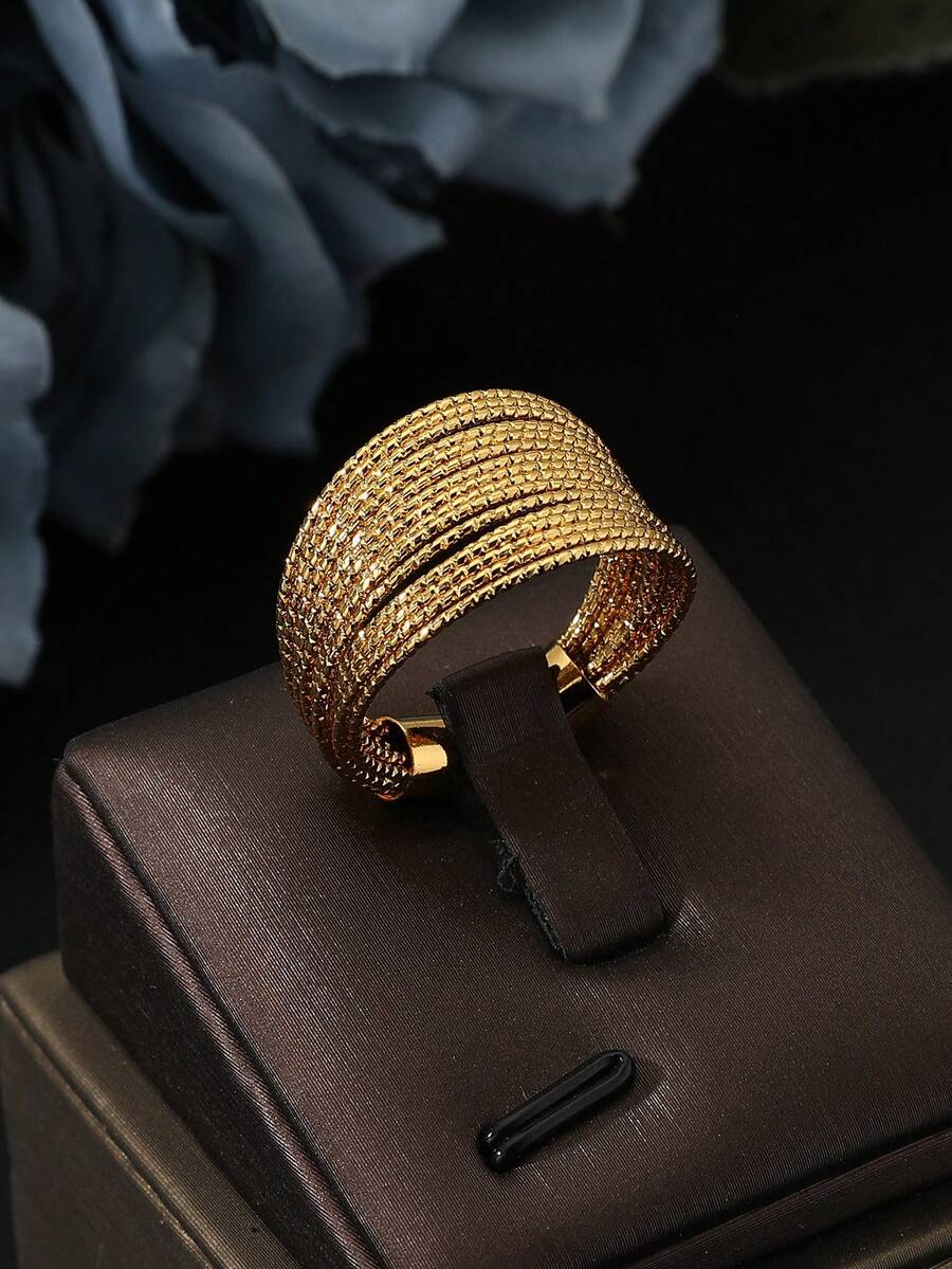 Wide Gold Stainless Steel Ring - Gold - View 1