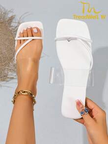 Women's Sandals, Slippers, New Summer White Slippers, Fashion Personalized Flat Round Toe Open Toe Slippers, Versatile Ladies Sandals For Spring/Summer - White - View 1