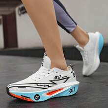 男士轻便跑鞋，碳纤维技术，透气设计，防滑外底，适合马拉松和健身训练 - 白色 - 查看 2