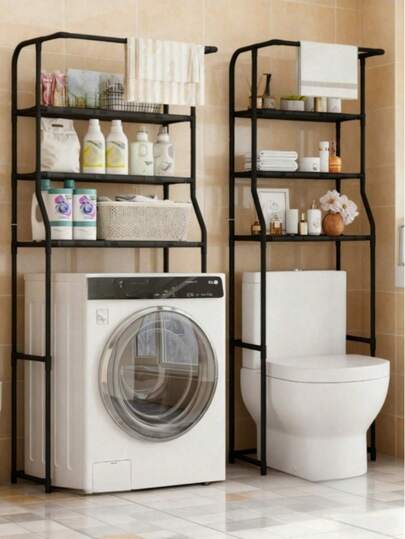 Metal Bathroom Storage Rack For Washer And Dryer - Multifunctional Floor-Standing Storage Rack, Can Hold Towels And Cleaning Supplies, Bathroom Storage Rack, Toilet, Drum Washing Machine Storage Rack, Floor-Standing Storage Rack, No Drilling Storage Rack, Multipurpose Household Mobile Storage Rack, Home Living