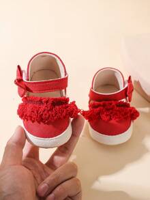 Zapatos de bebé de 0 a 1 año, de encaje, transpirables y de suela blanda - Rojo - Ver 4