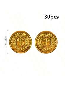100pcs Pirate Gold Coins - Board Game Chips/Escape Room Props/Treasure Hunt Game Tokens, Halloween Party Decorations - Multicolor - View 8