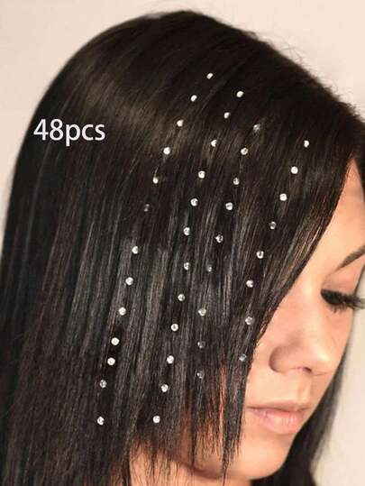 48PCS Beautiful Rhinestone Crystal Glass Crystal Ladies' Fashion New Style Hair Accessories Headpiece Adornment