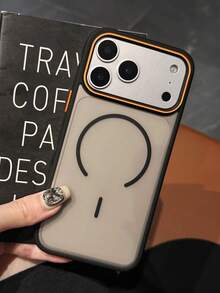 奢华透明磨砂磁吸手机壳，兼容 17 Pro Max、17 Pro、17 Air、17、16、15、14 Plus、13、12、11 Pro Max，彩色边框，防震，磁吸式无线充电保护套 - 黑色 - 查看 5