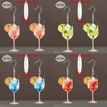 Women's Fashion Dangle Earrings – Summer 2D Acrylic Oktoberfest Beer Glass & Orange Juice Drink Drop Earrings, Minimalist Creative Fresh Fashion Jewelry - Multicolor - View 8