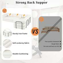 MERAX L-Shaped Modular Sofa Bed In Corduroy Fabric, Ideal For Living Rooms And Apartments, Beige - 米色 - 查看 9