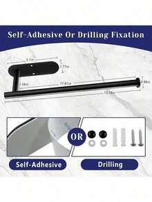 Self-Adhesive & Drillable Paper Towel Holder, Stainless Steel Towel Rack With Anti-Drop Design, Wall Mounted Roll Holder For Kitchen & Bathroom - Black - View 4