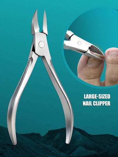 Silver Ingrown Toenail Nipper, Pointed Tip Design For Deep Cuticle, Trimming Thick/Hard Nails, Stainless Steel Sharp & Durable, Home Pedicure Tool, Daily Foot Care Cleaning Instrument