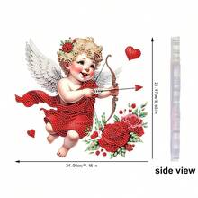 丘比特图案悬挂装饰钻石画桌面套装，5D DIY钻石艺术桌面装饰，宝石镶嵌工艺品，家居卧室桌面装饰 - 查看 6