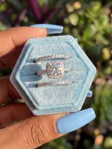 Newsoul 3pcs/Set Romantic & Elegant 925 Sterling Silver High Shine Engagement Rings, Exquisite Jewelry Gift For Women, Girlfriend, Valentine's Day - Style 13 - View 6