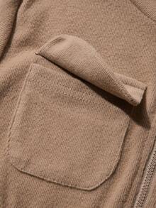 abyoxi 女士卡其色休闲连帽拉链长袖上衣，带口袋，收腰设计，搭配高腰抽绳阔腿喇叭裤，两件套秋冬时尚运动街头风套装 - 咖啡棕 - 查看 8