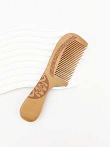 1把加厚桃木美发造型梳，按摩直发手柄 - 黃色 - 查看 4