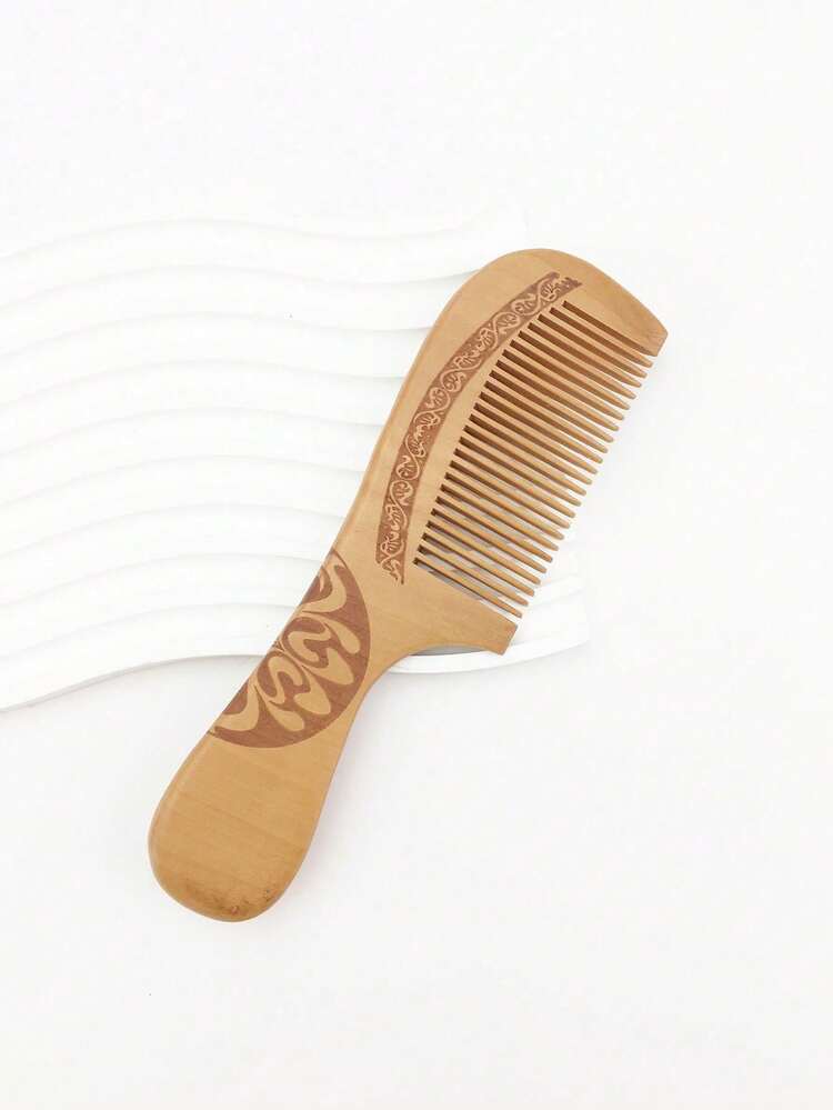 1把加厚桃木美发造型梳，按摩直发手柄 - 黃色 - 查看 4