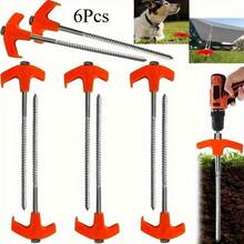 Piquets de tente en acier au carbone robuste, avec une prise améliorée, ancrages de sol perforables, convenant pour le camping, les parasols, les jardins et l'utilisation en extérieur, des piquets de fixation durables pour assurer la stabilité de la tente - Multicolore - View 11