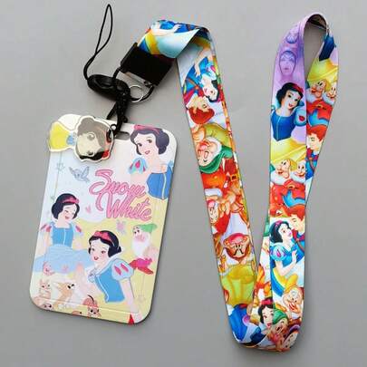 1pc  Cartoon Student Campus Meal Card Holder,  Long Lanyard ID Card Case, ID Badge Holder, Subway/Bus Pass Holder, Campus Card Holder, Kindergarten Card Holder, Back To School Student ID Card Holder [Lanyard+Clip], Card Holder Set + Lanyard, Campus Photo Frame, Student Stationery Meal Card, Bus Card