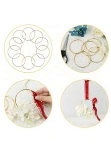 50pcs/Set Wedding Metal Floral Wreaths, Suitable As Wedding And Reception Guest Favors, Woven Rings, Dreamcatcher Rings, DIY Dreamcatcher Craft Materials, Also Suitable For Party Decoration - A - View 9