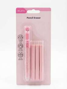 Borrador Retráctil Tipo Lápiz con 3 Repuestos | Goma de Borrar Portátil para Escuela, Oficina y Dibujo | Borrado Preciso y Limpio - A - Ver 1