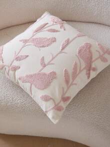 LCUHPCL 1pc Spring/Summer Charming 3D Embroidered Bird & Tree Decorative Pillow Cover, Suitable For Living Room, Bedroom, Party, Sofa And Various Environments - Pink - View 7