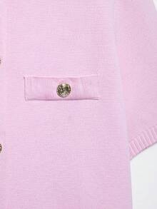 YROOE Women's Pink Metal Button Knit Short Sleeve Cardigan, Spring/Summer - Pink - View 7