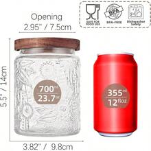 23.7 Fl Oz Vintage Glass Jar With Wooden Lid, Airtight Decorative Food Storage Canisters For Kitchen Counter, Ideal For Candy, Sugar, Coffee, Salt, Tea - Nhiều màu - Xem 2