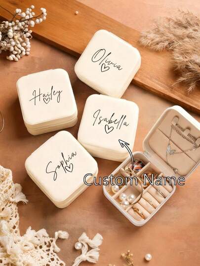 Cutie de călătorie personalizată pentru bijuterii pentru domnișoare de onoare, cadouri pentru domnișoare de onoare, cadou pentru ea, cadou de Ziua Mamei, cadou pentru petrecerea mirelui/miresei, cadou pentru domnișoară de onoare, cutie de bijuterii personalizată cu nume, cadou pentru burlăciță, cutii mici pentru bijuterii pentru domnișoare de onoare, cadouri pentru petrecerea burlăcițelor, cadou pentru mireasă, cadou personalizat - fundă