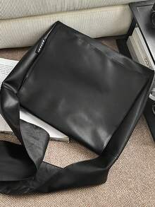 1个新款大容量斜挎包，街头时尚翻盖邮差包，复古软皮单肩包 - 彩色 - 查看 8