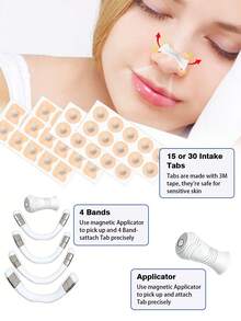 Bộ dụng cụ nong cổ tử cung 65/35 chiếc - Tăng cường lưu lượng oxy và cải thiện giấc ngủ nhẹ, miếng dán nhẹ, chống mồ hôi, không cần nguồn điện hoặc pin, bao gồm 4 kích cỡ miếng lót, 1 giá đỡ miếng dán và 30 nam châm, món quà Giáng sinh hoàn hảo cho gia đình, bạn bè và người thân yêu, 10 chiếc/bộ - trắng - Xem 3
