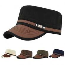 1pc Men's FS Star Embroidery Flat Top Baseball Cap, Adjustable Outdoor Sun Protection Casual Hat, Suitable For Spring, Autumn, Travel, Beach, Party,Summer,Holiday - Multicolor - View 8