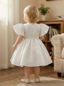 Baby Girl 0-2 Years White Christening Dress, Wedding Flower Girl Dress, Birthday Party Dress - White - View 4