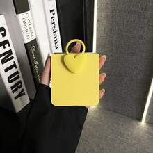 Funda de teléfono amarilla simple y lujosa con anillo en forma de corazón compatible con Samsung Galaxy ZFlip7 Z Flip6 ZFlip 5, funda trasera, funda de teléfono compatible con - Amarillo - Ver 5