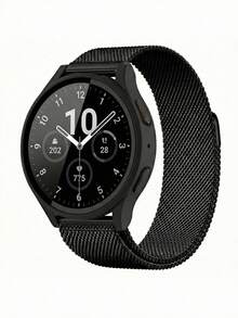 2pcs/Set Black Milanese Loop Magnetic Band & 2-In-1 Integrated Case Compatible With Samsung Galaxy Watch 7/6/5/4 (40mm/44mm), Premium Stainless Steel Mesh Bracelet With Strong Magnetic Buckle & Hard PC Bumper Case Built-In Tempered Glass Screen Protector - Black - View 3