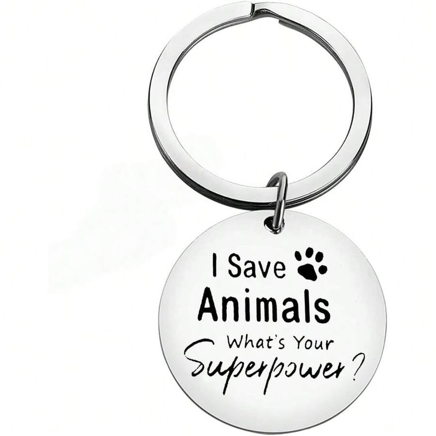 1pc Veterinarian Keychain Jewelry Appreciation Jewelry Thank You Gift For Medical Veterinary Practitioner Vet Tech Gift Animal Rescue Gifts Dog Cat Lover Jewrlry Veterinary Medicine Graduation Gift - Silver - View 1