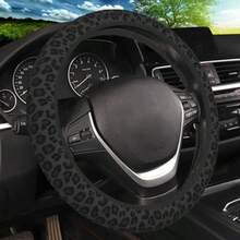 Black Leopard Print Cheetah Elastic Steering Wheel Cover Non-Slip Breathable Neoprene Steering Wheel Covers Women Leopard Car Accessories Universal 15 Inch Fit A Suvs Truck - Black Leopard print - 查看 7