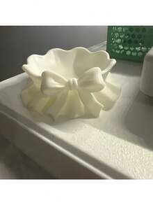 1 khay đựng trang sức in 3D hình nơ xếp ly, khay nhựa màu trắng dùng để trang trí nhà cửa, bàn làm việc, văn phòng, tiệc theo chủ đề, quà tặng Giáng sinh, Lễ Tạ ơn, Ngày lễ tình nhân, Lễ Phục sinh, ngày lễ và sinh nhật. - Nhiều màu - Xem 4