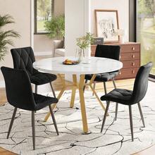 Dining Table & Chair Sets - Black + Golden + MDF+Steel - View 12