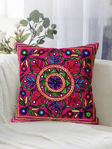 1 chiếc vỏ gối trang trí in họa tiết hình học trừu tượng phong cách Bohemian, chất liệu vải nhung mềm mại, in một mặt, có khóa kéo - Có thể giặt máy, phù hợp với nhiều phong cách phòng, gối trang trí - Không thêu - Nhiều màu - Xem 4