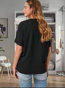 100% Cotton Mexico Heart Mexico Flag Heartbeat EKG Pulse Mexican Roots T-Shirt  Graphic Tees Cute Summer Women Tops Puppy Kepp Black - 黑色 - 查看 3