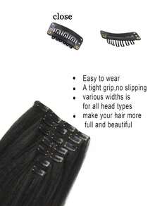 7 Pieces Kinky Straight Clip In Hair Extensions Black Hair Extensions Clip Ins For Yaki Straight Clip In Hair Extensions - Multicolor - View 5