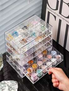 3/5 Tier Jewelry Storage Box, Transparent Dust-Proof Desktop Organizer For Necklaces, Earrings, Rings And Small Accessories - Multicolor - View 2