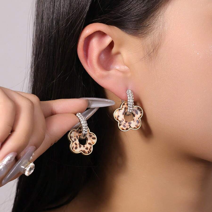 时尚五花耳环一对，适合女性佩戴 - 彩色 - 查看 1