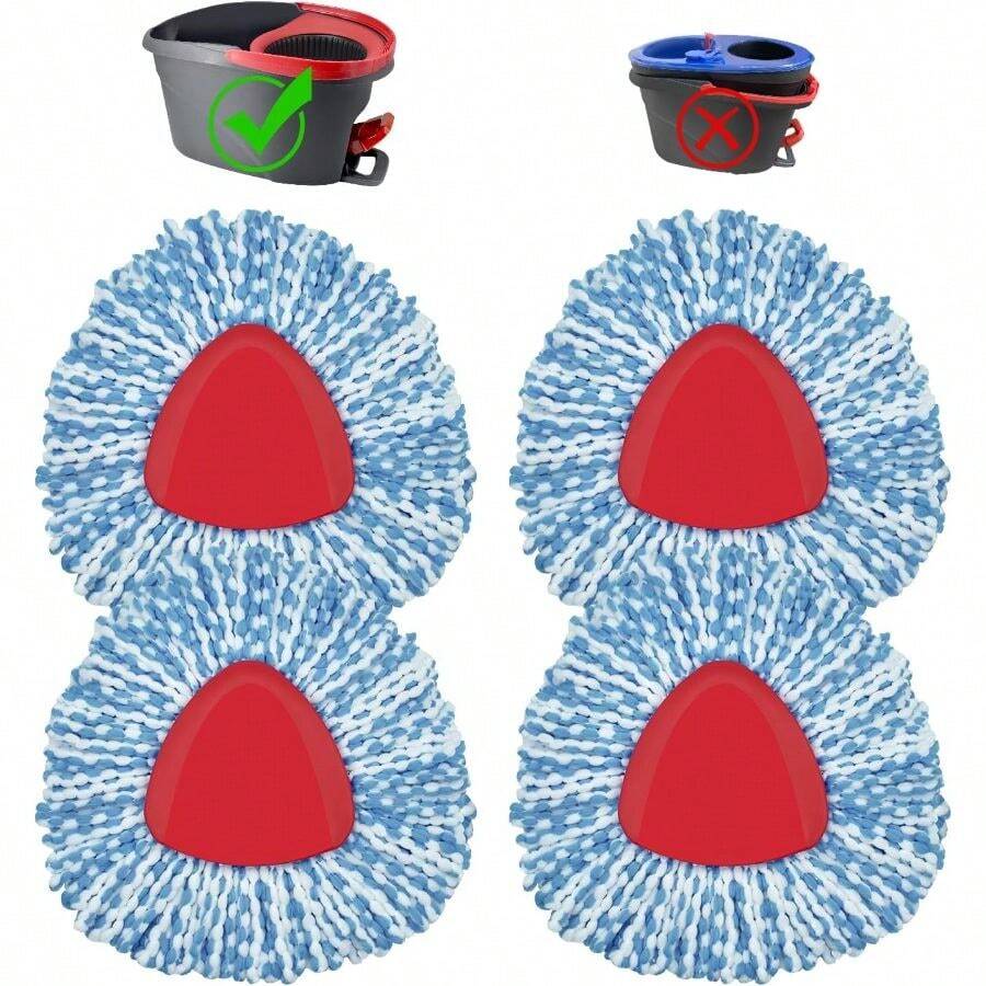 4 Pack Mop Head Replacement Compatiable With Oceda EasyWring, Mopping Refill Replace Head For EasyWring Spin Mop 1 Tank Systerm - Microfiber, Easy To Replace, Deep Floor Cleaning And Machine Washable - 拖把3件 - 查看 1