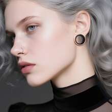 2PCS Unisex Retro 316L Stainless Steel Hammer Ear Tunnels Plugs Stretcher Studs Hip-Hop Punk Style Body Piercing Jewelry Women - Round-1 - View 6