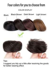 2 chiếc vòng cài tóc giả hình đầu Maruko dễ thương, tóc nối cho trẻ em, tóc giả trẻ em, tóc giả hình nụ hoa cho bé gái, vòng cài tóc giả, tóc dài, túi đựng tóc giả, búi tóc. - Hai tông màu - Xem 8